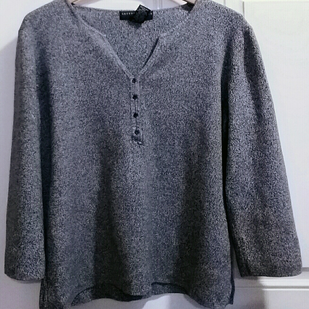 Geoffrey Beene Sport XL VNeck Sweater Grey Cotton